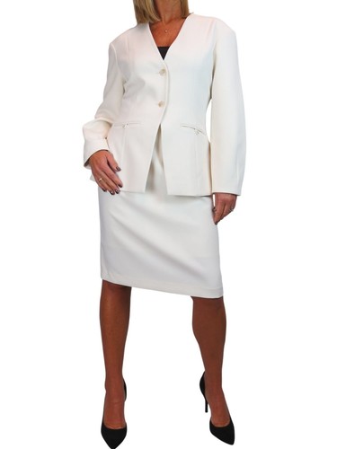 Ladies two piece suit cream - two,
