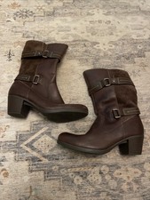 Ladies Brown Leather Earth Spirit Calf Length Boot Size 5