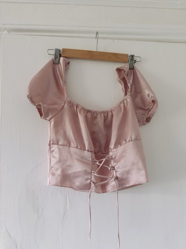 Shein pink satin lace puff - pink,