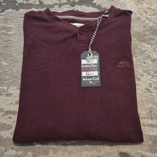 BNWT Weird Fish Organic Long Sleeve Waffle Henley Top, Antique Cherry 2XL