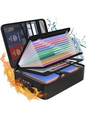 Tamfile Black Fireproof Inner Pocket File Storage Lock Zip Around Document Bag