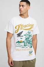Boohoo Man JT Racing Honda White Motocross T Shirt Oversized Size Medium  BNWT