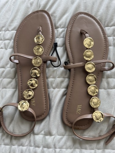 Zara gold beaded - zara, flat