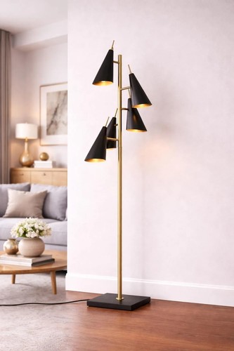 Mid century modern brass floor - mid-century,