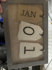 NEW !!! Universal Desk Top Or Wall Hanging FLIP CALENDAR in GREY Wooden Frame