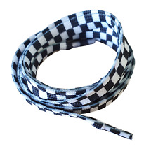 1x Pair Unisex Flat Black & White Racing Check Shoe Boots Trainer Laces 120cm