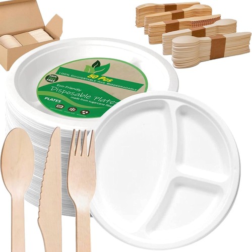Plates cutlery set 50pack - plates+cutlery,
