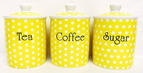 Yellow dots tea coffee - dots, sugar