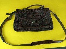 Coach Rhyder Embossed Python Messenger Bag Dark Brown/ Plum With Straps