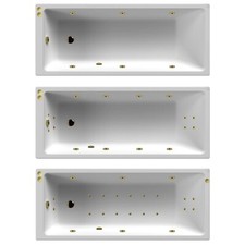 Nuie Thin Edge Whirlpool Baths Polished Gold Jets Hydrotherapy Spa Single End