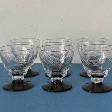 6 Vintage Etched Shot Glasses