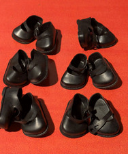 VINTAGE DOLL SHOES 6 PAIRS SIZE No 01 BLACK CINDERELLA MADE IN ENGLAND (M43
