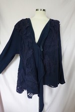 ZUZA BART Cotton/wool felted JACKET XL - uk 20 VGC Navy
