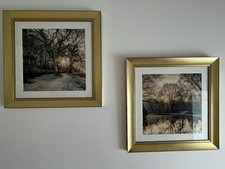 2 Gold Framed Winter Walk Pictures 
