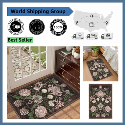Vintage floral 2x3 door mat - floral,
