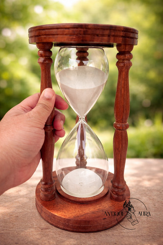 Antique wood finish hourglass - antique,
