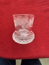 Cut Crystal Whisky Tot / Shot Glass. Thistle & Wheatsheaf Engraving