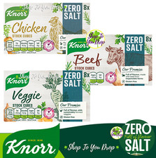 ZERO SALT KNORR STOCK CUBES 8 / 24 / 48 CHICKEN VEGETABLE BEEF Pot Gluten Free