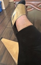 NEXT LADIES  ELEGANT GOLD/BLACK HEELS SANDALS  UK SIZE 4 