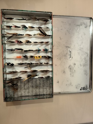 Vintage fly fishing box with - fishing,