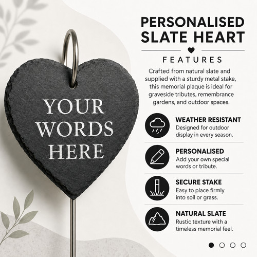 Personalised slate heart - personalised,