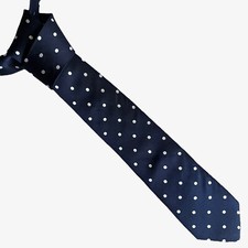 Vintage 90s T.M. Lewin White Polka Dot Navy Silk Tie Retro Y2K Preppy Suit Smart