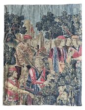 Antique French Medieval Scene Wall Hanging Tapestry 86x67cm with Certificate