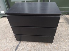 IKEA Malm Style Chest Of 3 Drawers Black Used Item