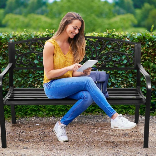 Patio garden bench with steel - garden,