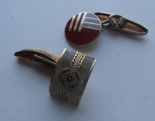 Vintage metal enamel - vintage, cufflinks