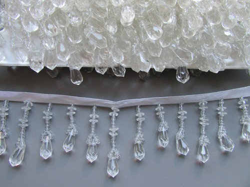 5cm clear beaded fringe trim - 5cm,
