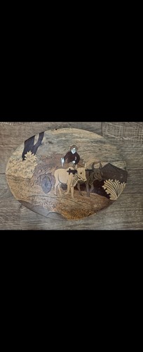 Vintage wooden marquetry inlay - wooden,