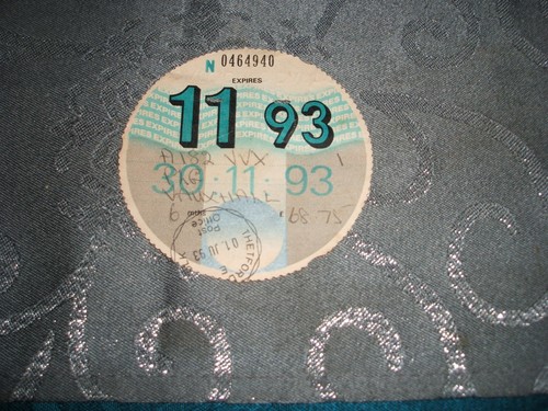 Tax disc used - tax, 11/93.....used