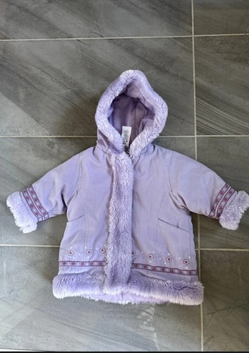 Baby girl coat fur trim - fur, hood