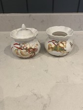 Harrod's Knightsbridge Pair Bone China Sugar Bowls Pot Lidded 12 Days Christmas
