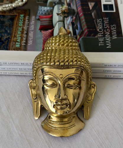 Brass buddha head wall - brass,