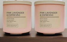 2 LOT Bath &  Body Works PINK LAVENDER &ESPRESSO 3-wick Scented Candle  14.5 oz