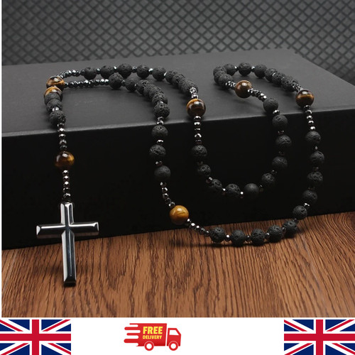 Rose mary beads cross necklace - cross,
