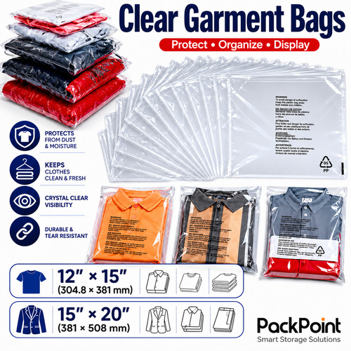 Clear garment bags - bags, cello