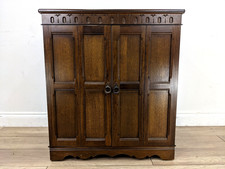 TV CABINET Jaycee Furniture Double Folding Hinged Door Media Shelf Vintage Telly