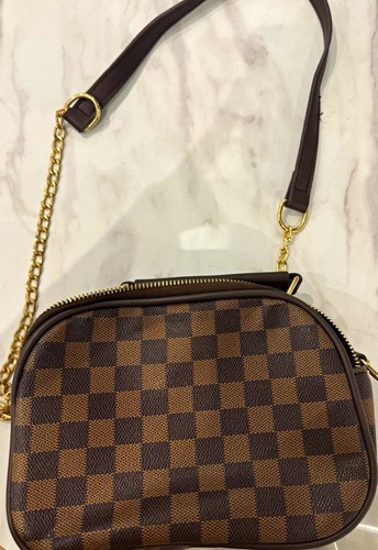 Brown check small crossbody - brown,