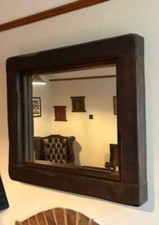 Chunky Rustic Reclaimed Wood Framed Mirror - Dark Oak Wax - 32.1/2 W" x 29"H VGC