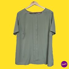 SLIMMA Women's Essential Blouse, Round Neck, Lightweight, Sage, UK 24 | EU 52