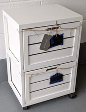2 Drawer Filing Cabinet Wooden on Wheels with Hanging Chalkboards White LH44961