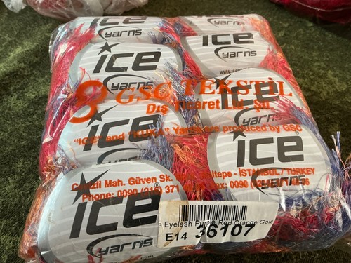Ice yarns red purple - red,purple,gold, long