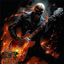 Hell Skull Rocker Rock n Roll Heavy Metal Guitar Mens T-Shirt 100% Cotton