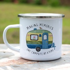 Personalised Making Memories Caravan Enamel Camping Mug | Metal Caravan Mug
