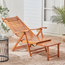 Folding Bamboo Wood Recliner