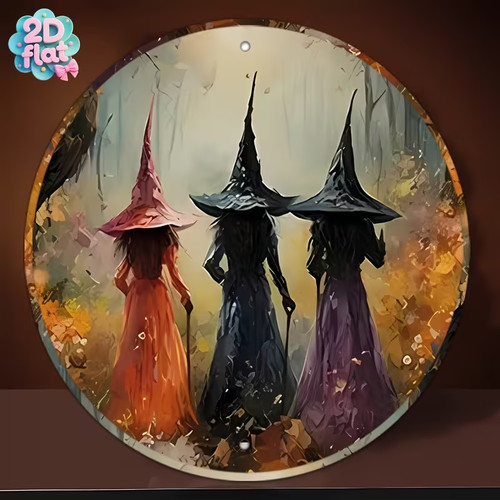Witches round metal - 3,