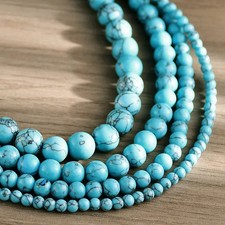 Ethnic Tribal Style Necklace Turquoise Beads Cracked Stone Boho Jewelry 10mm